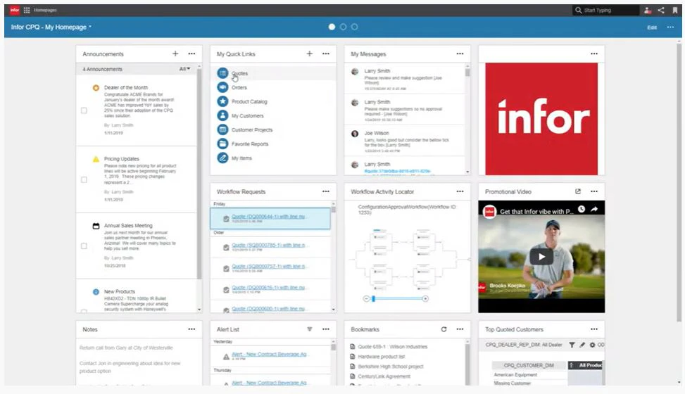 screenshot of Infor CPQ